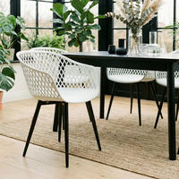 GARTENSTUHL MADEIRA 4ER-SET - Schwarz/Weiß, Textil (61/80/57cm) - IDIMEX