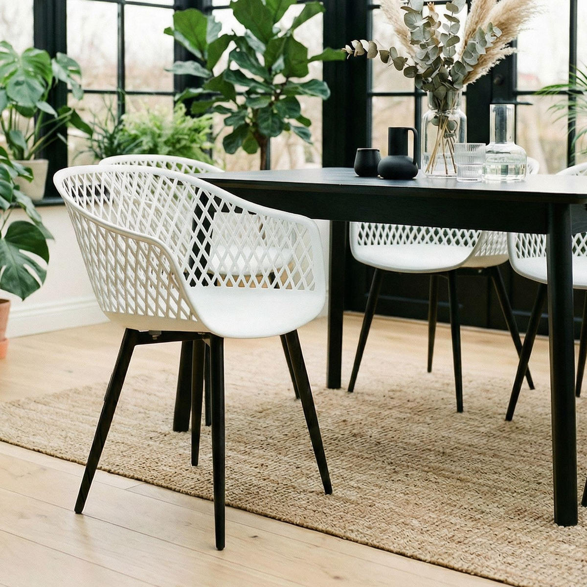 GARTENSTUHL MADEIRA 4ER-SET - Schwarz/Weiß, Textil (61/80/57cm) - IDIMEX