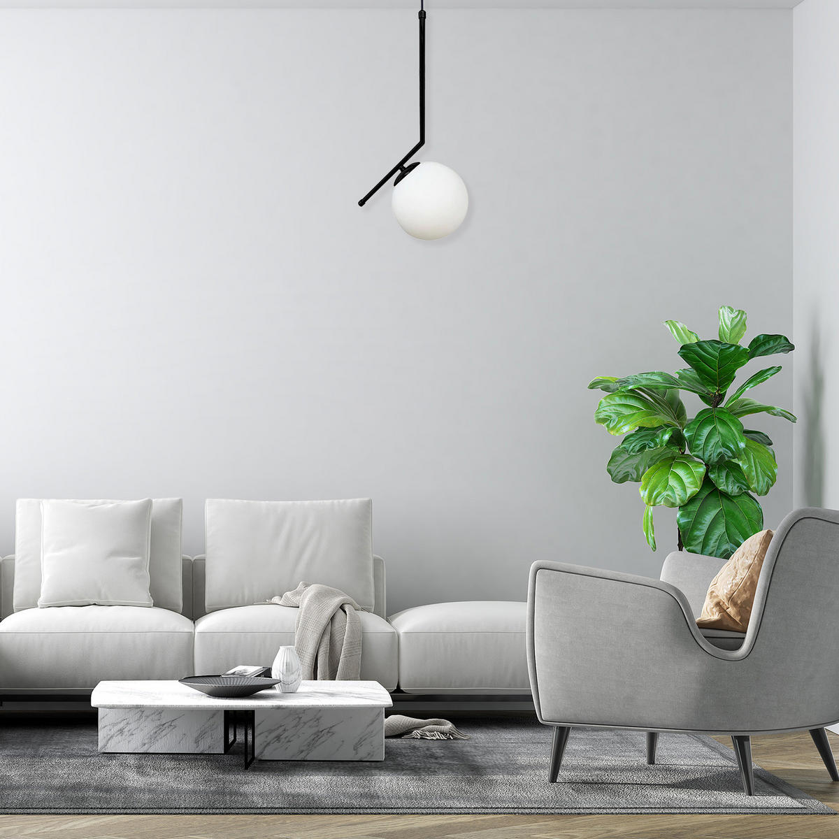 PENDELLEUCHTE Wohnzimmer Waterfor 30/50 cm - Schwarz, Glas/Metall (50/30/50cm) - Bamyum