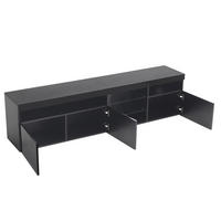 LOWBOARD in Schwarz mit LED-Beleuchtung und Stauraum für Wohn- und Esszimmer, B180/T35/H48cm - Schwarz, Glas/Holzwerkstoff (180/45/35cm) - STILVORA