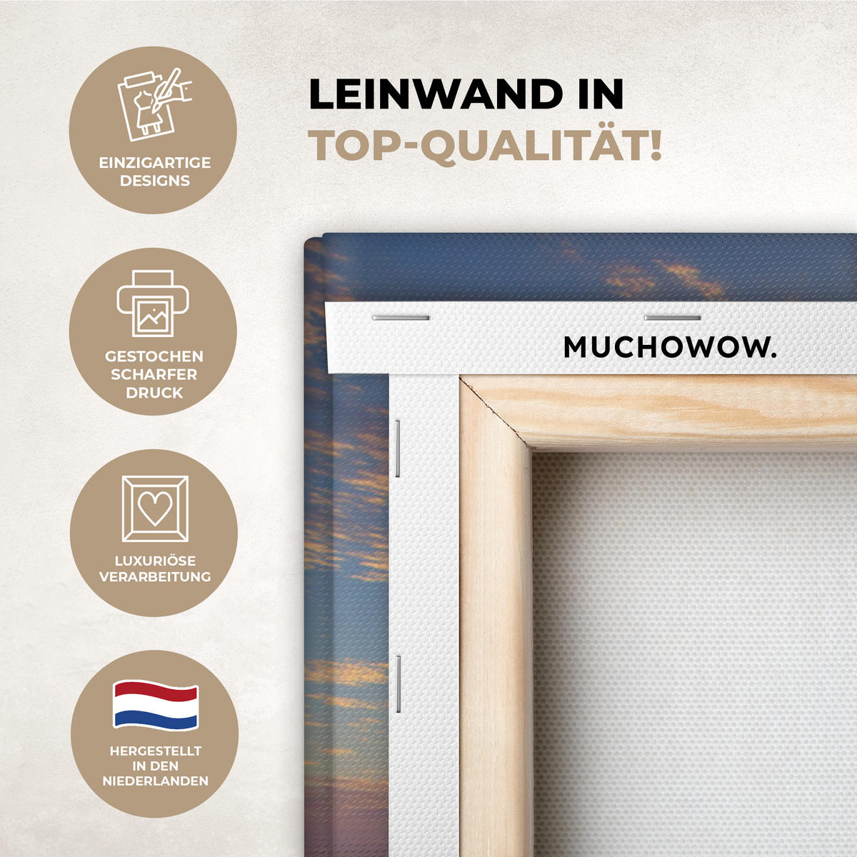 LEINWANDBILD Strand - Sonnenuntergang - Meer Groß 140x90 cm - Gelb, Textil (140/90cm) - MuchoWow