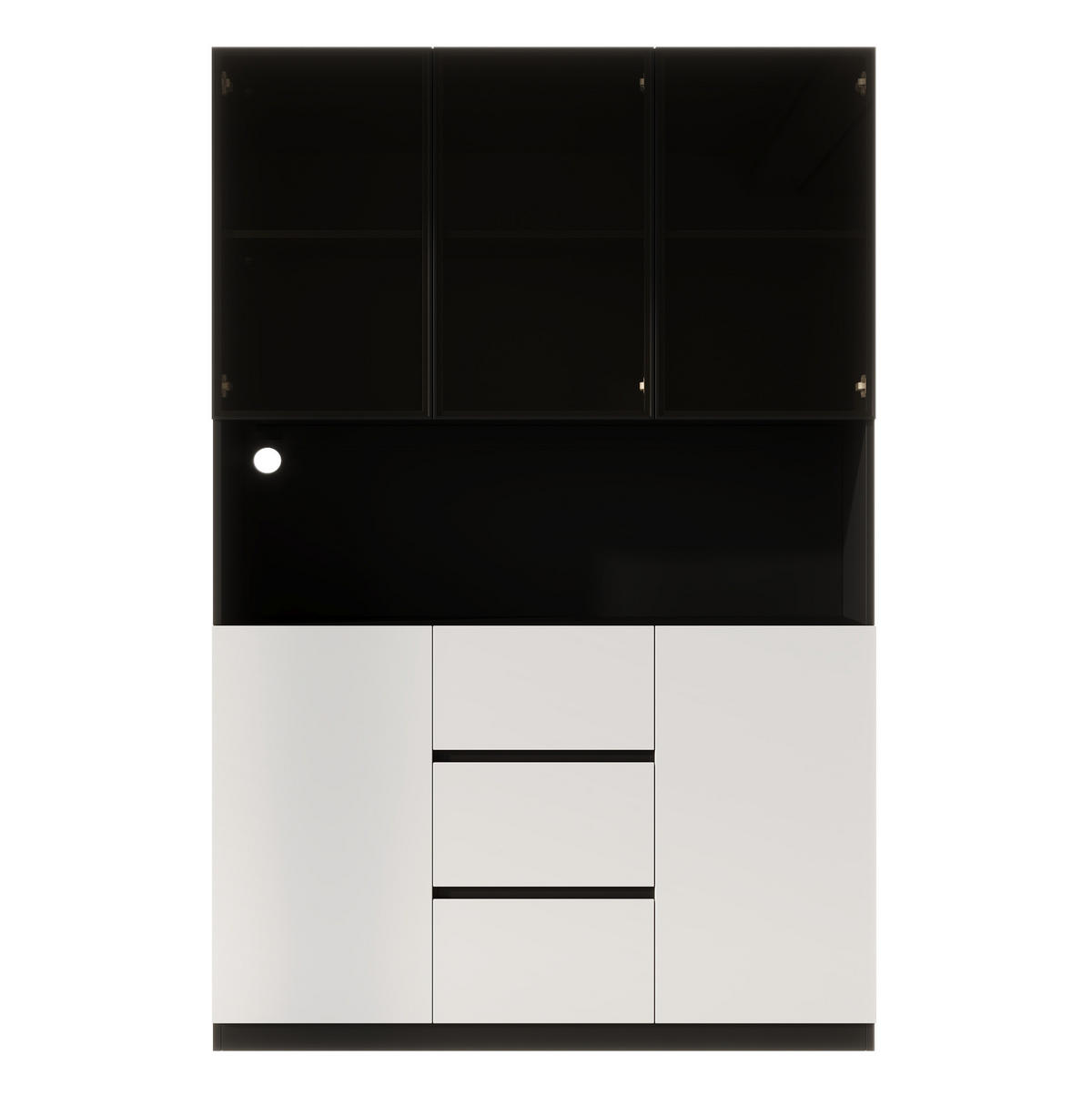 VITRINE aus MDF 120x40x200cm in Schwarz mit LED-Beleuchtung - Schwarz, Holzwerkstoff (120/200/40cm) - Modfu