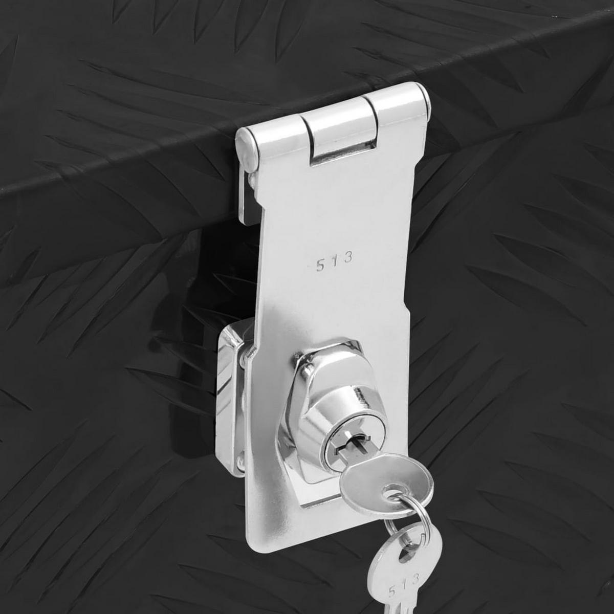 ALUMINIUMBOX mit Deckel Metallkiste 80x39x30 cm Schwarz - Schwarz, Metall (80/30/39cm) - DELUKE