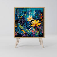 SIDEBOARD MIDNIGHT BLOSSOM, Eichefarben, 57,5x42x77,5 cm, Schräge Buchenholzfüße - Eichefarben/Buchefarben, Holzwerkstoff/Buchenholz (57.5/77.5/42cm) - SpaceRebels