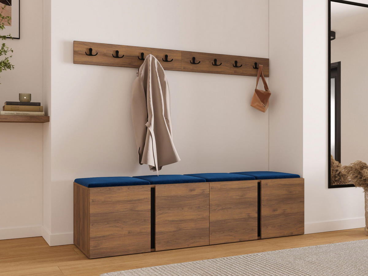 MOBILIER PENTRU HOL Orion VII - albastru/culoare lemn de nuc, material plastic/compozit lemnos (168/42/46cm) - MIRJAN24