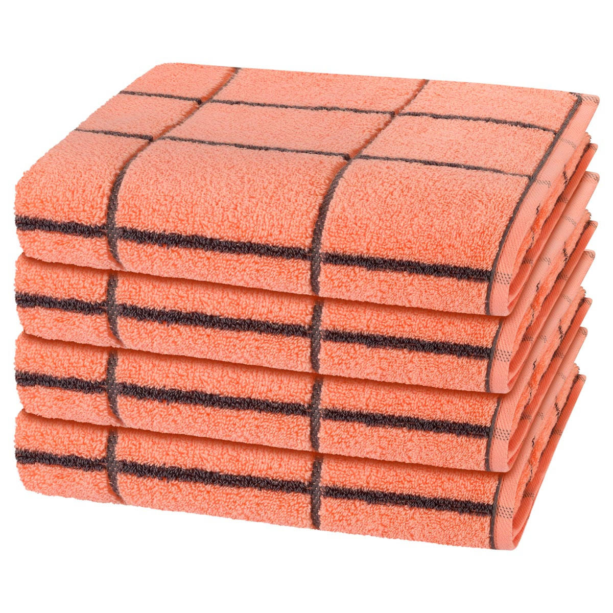 HANDTUCH Sensual Skin Karo 4er-Set - Orange, Textil (50/100cm) - Ross