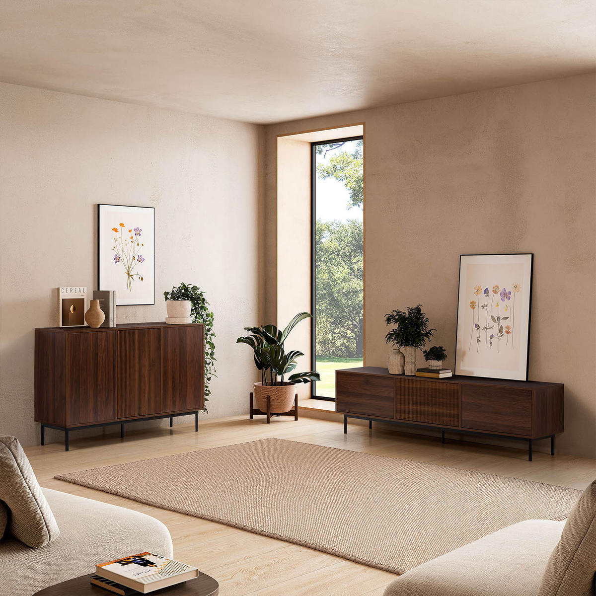 SIDEBOARD Florida 3 türen Walnuss-Optik - Walnussfarben, Holzwerkstoff (120/80/40cm) - VS Venta-stock