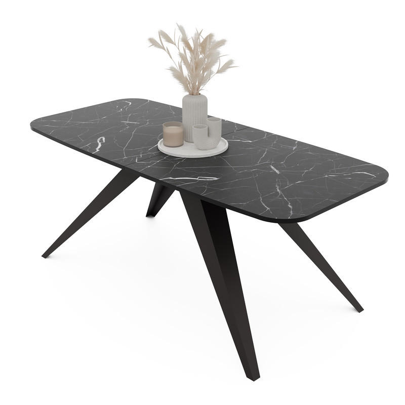 AUSZIEHTISCH FENTO 160/80/76 cm, Schwarz - Schwarz, Holzwerkstoff/Metall (80/160/76cm) - Idohome