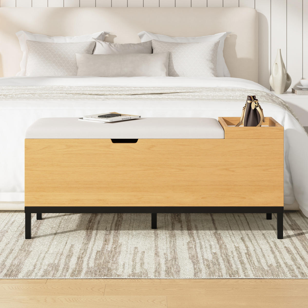 SCHUHBANK Aufbewahrung Sitz natural 115x40x49.5cm - Naturfarben, Holzwerkstoff (40/49.5/115cm) - FLIEKS
