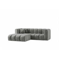 ECKSOFA Modulares In L-Form, Velvet-Stoff Riviera, Grau, Links, GRAND - Grau, Holz (227/179cm) - Kaiser Möbel