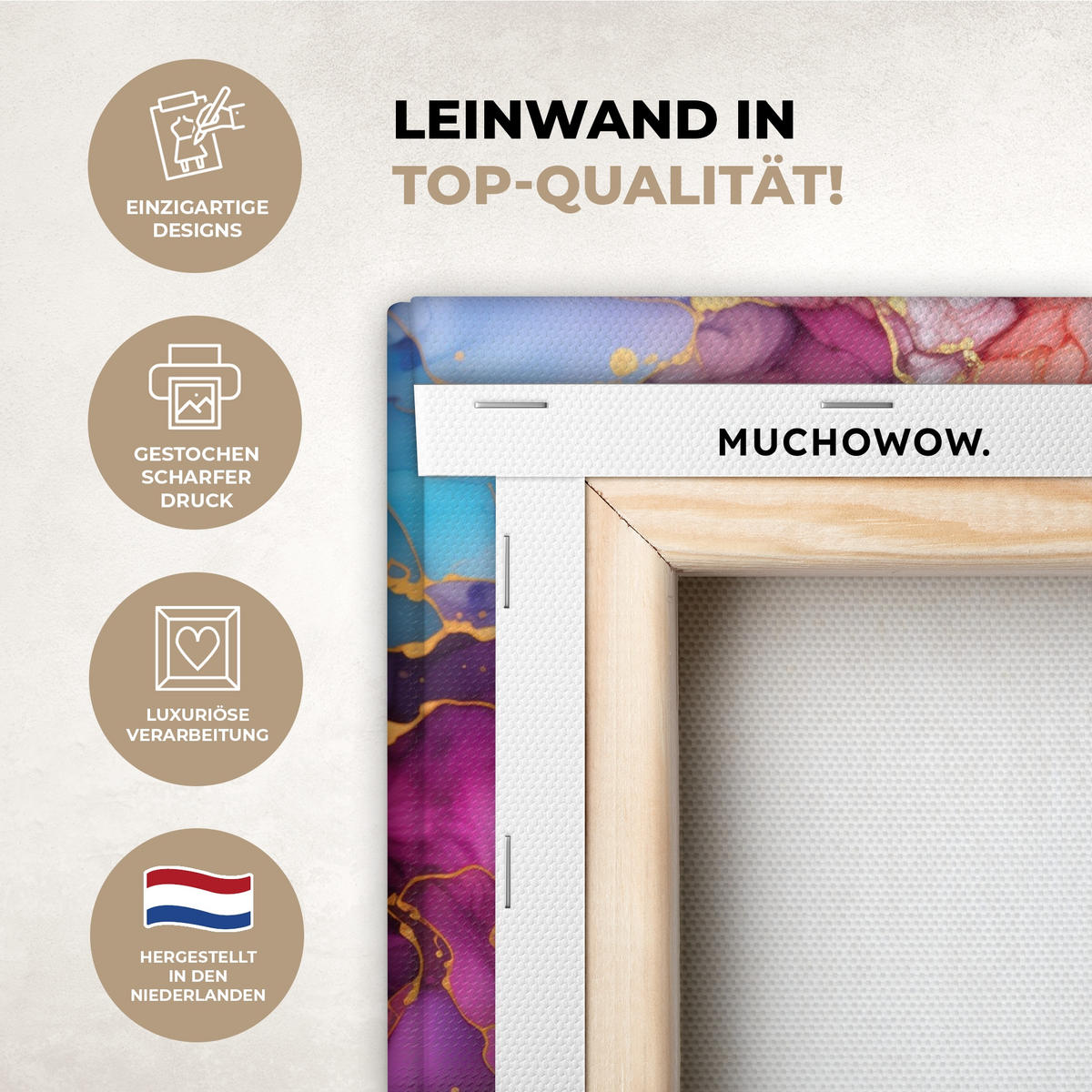 LEINWANDBILD Marmor - Bunt - Abstrakt Wandbild 40x30 cm - Multicolor, Textil (40/30cm) - MuchoWow