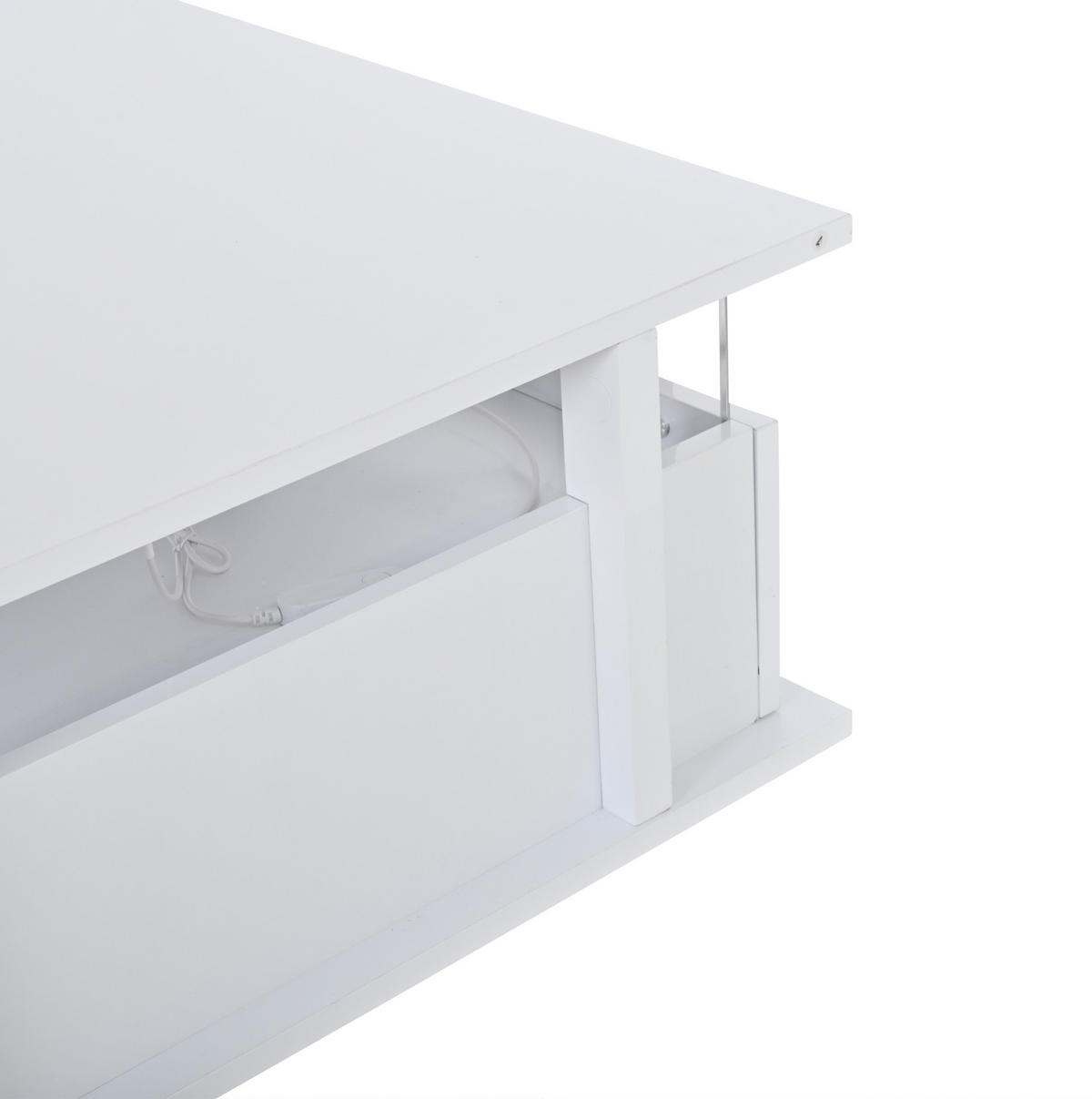COUCHTISCH 70/70/35 cm mit 2 Schubladen, LED-Beleuchtung und Acrylablagen, Weiß - Weiß, Holzwerkstoff (70/70/35cm) - Redom