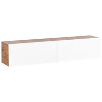 WANDMONTIERTER-TV-SCHRANK Weiß/Braun Gladstone - Weiß/Braun, Holzwerkstoff (140/30/32cm) - Beliani