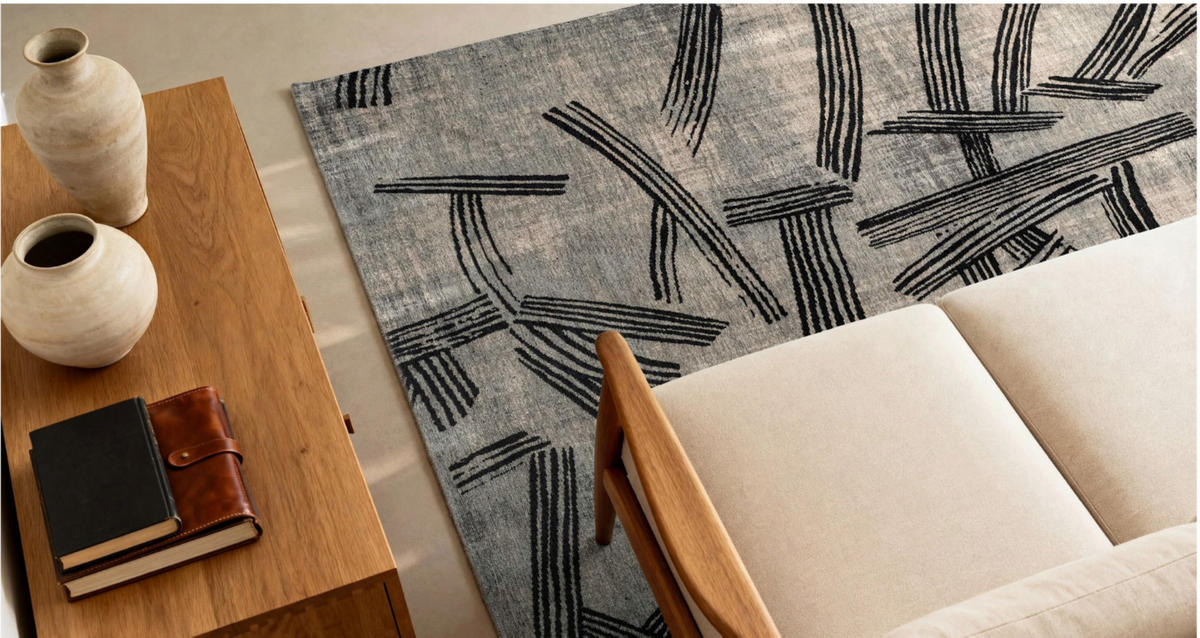 TEPPICH modern Flachgewebe KATANA Grau 140 x 200 cm - Grau, Textil (140/200cm) - Novatrend