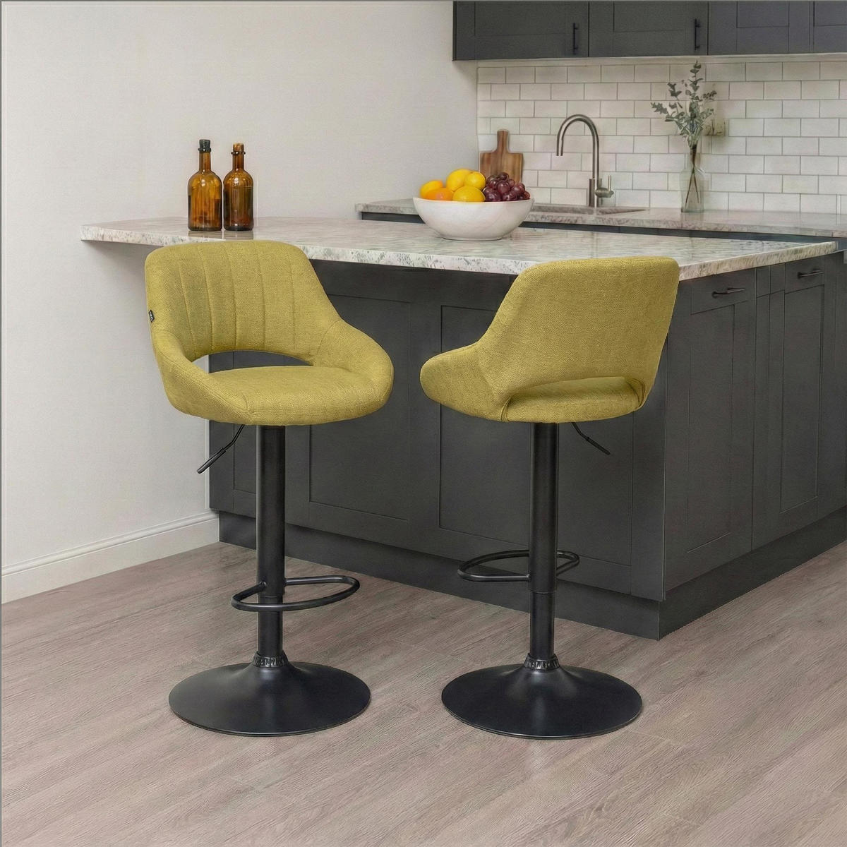 BARHOCKER Stoff Grün - Schwarz/Grün, Textil/Metall (47/85/48cm) - CLP