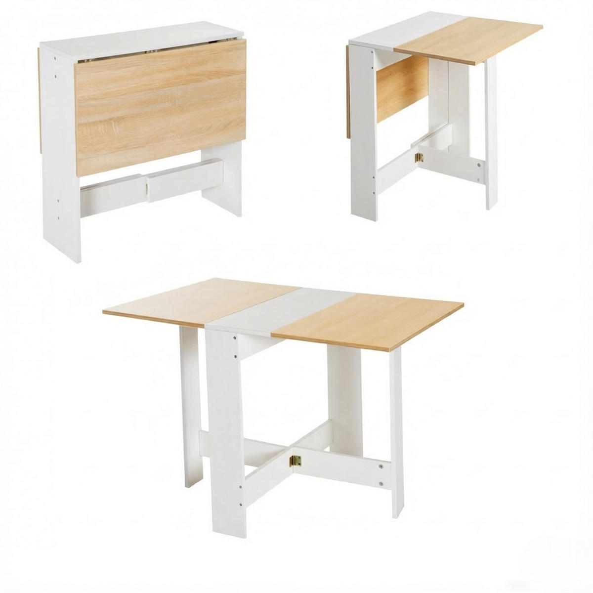 KLAPPTISCH DE-37256 zweifarbig mit MDF-Konstruktion Eiche/Weiß - Eichefarben, Holzwerkstoff (76/103/73.5cm) - ComfortXL