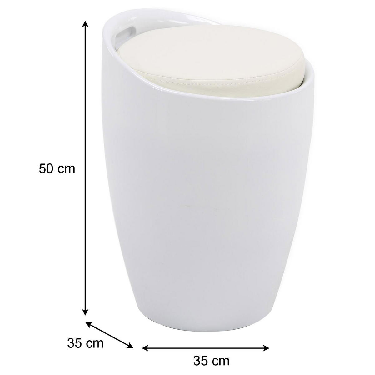 SITZHOCKER DANIEL - Weiß, Kunststoff/Textil (35/50/35cm) - IDIMEX