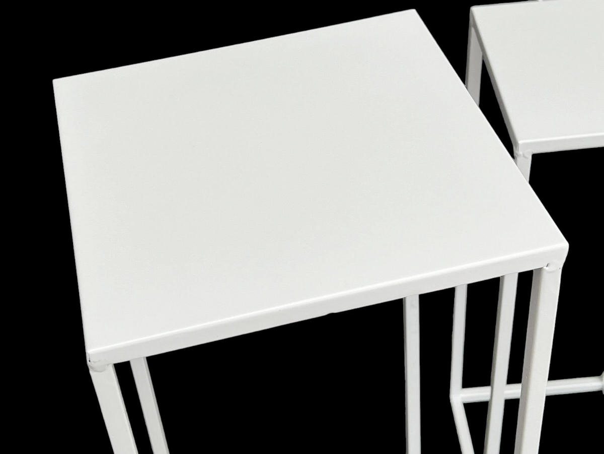 BLUMENHOCKER Metall Weiß Eckig 2er Set - Weiß, Metall (23/60/23cm) - DanDiBo
