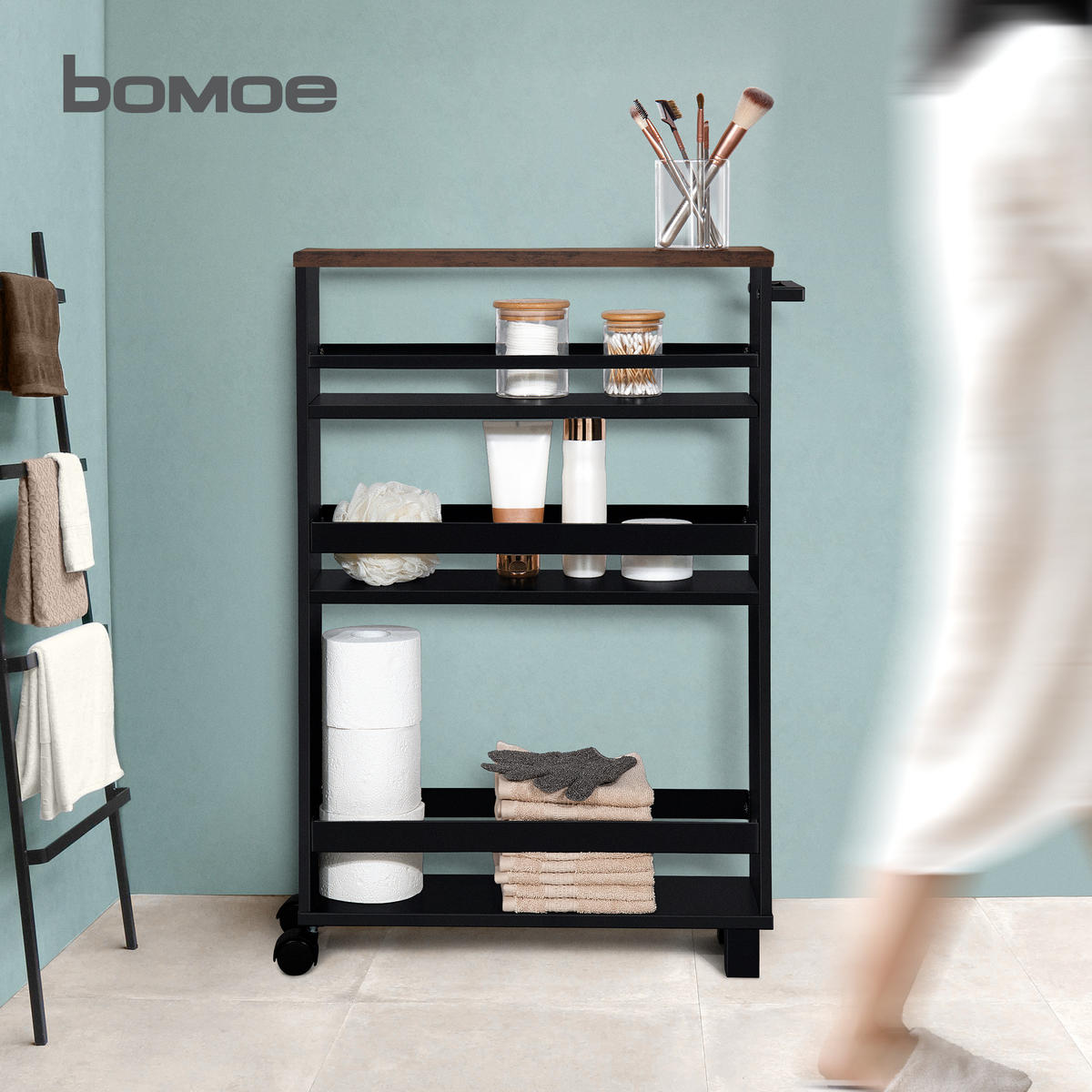 KÜCHENWAGEN Hylla Braun-Schwarz - Multicolor/Schwarz, Naturmaterialien/Metall (15/79/50cm) - BoMoe