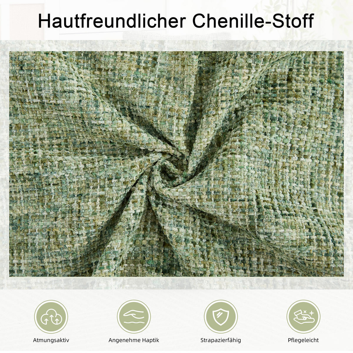 DREHSESSEL Chenille mit verstecktem Stauraum 72/66.5/76 cm Grün - Grün, Textil (66.5/76/72cm) - Redom