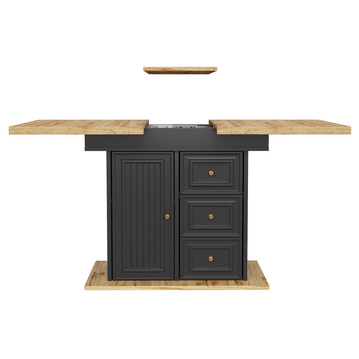 JÍDELNÍ stůl 110/140 x 80 x 75 cm s výsuvnou deskou a úložným prostorem, Přírodní dřevo - světle hnědá, kompozitní dřevo (110/80/75cm) - Redom