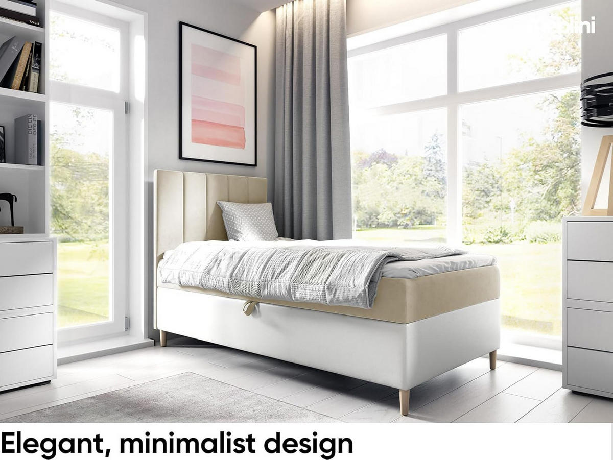 KINDERBETT MAYA 1 - Beige/Weiß, Holzwerkstoff (92/208cm) - Meblini