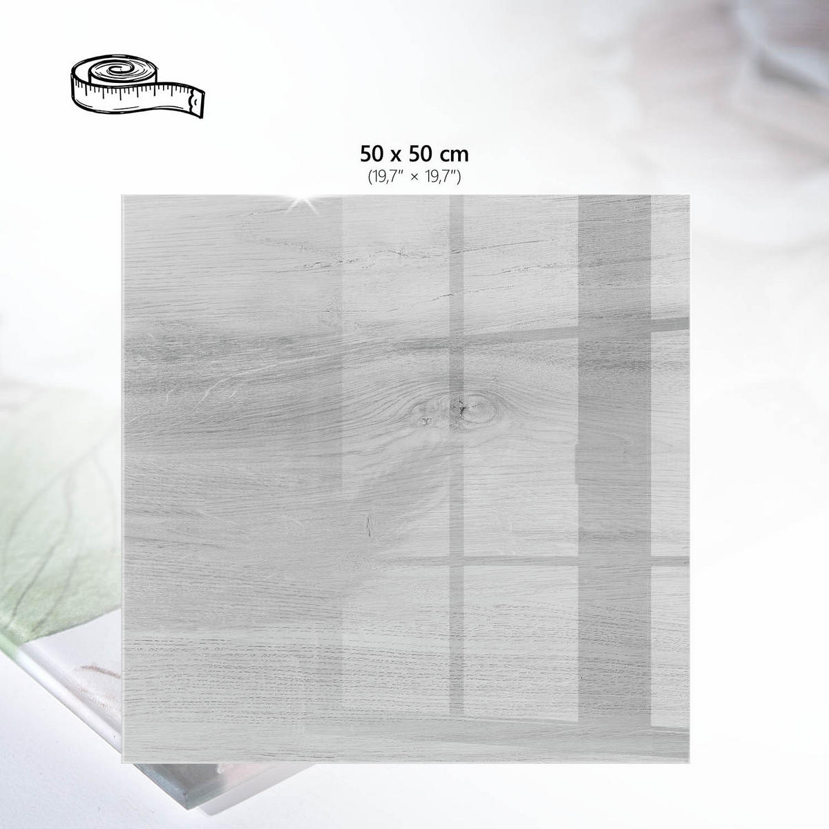 TISCHPLATTE 50x50 cm – Holzstruktur - Beige, Glas (50/50/0.4cm) - Wallfluent
