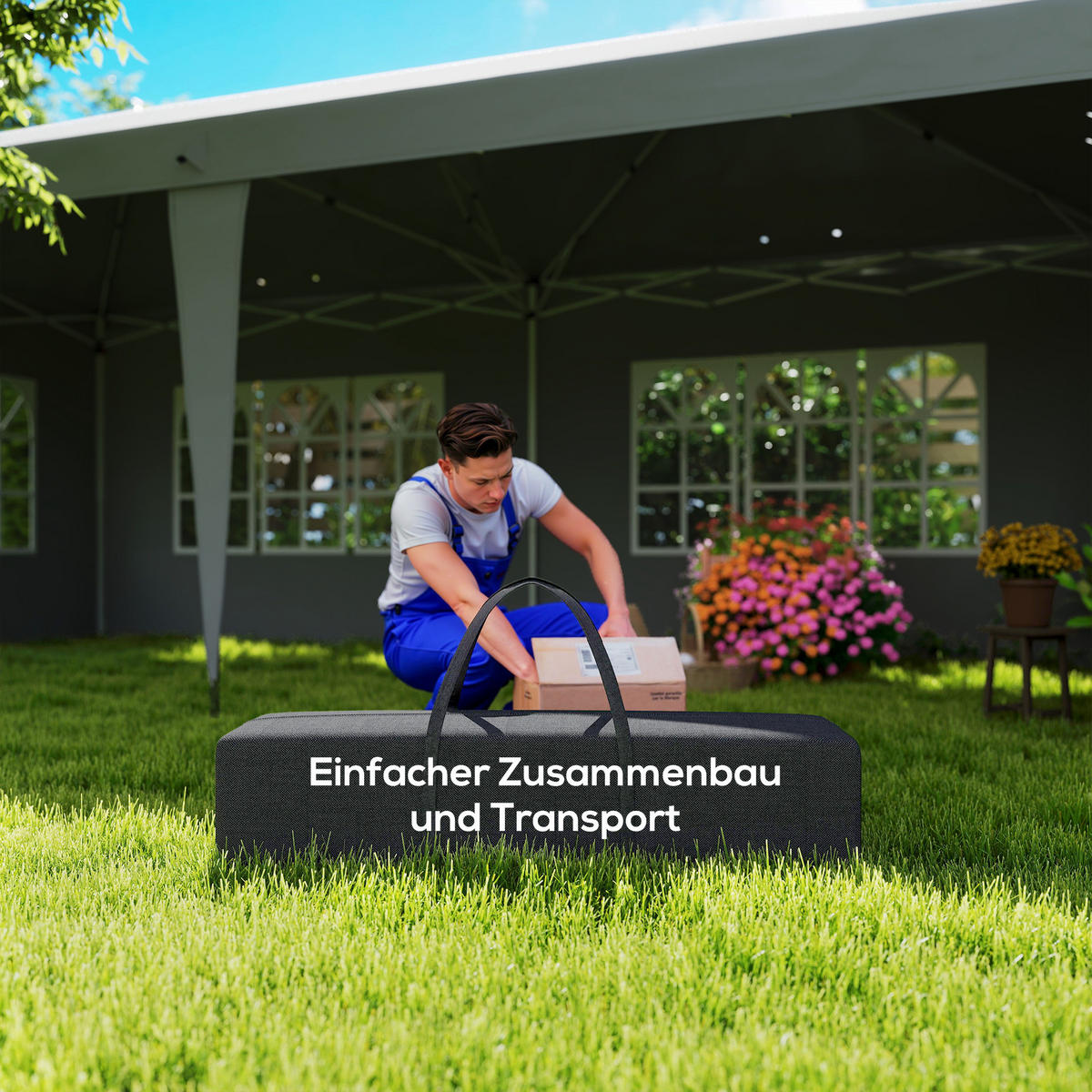 PAVILLON ca. 3x6m Wasserdicht Pop-up Faltpavillon mit 4 Seitenwänden, Fenster - Grau, Textil (295/270/585cm) - Outsunny