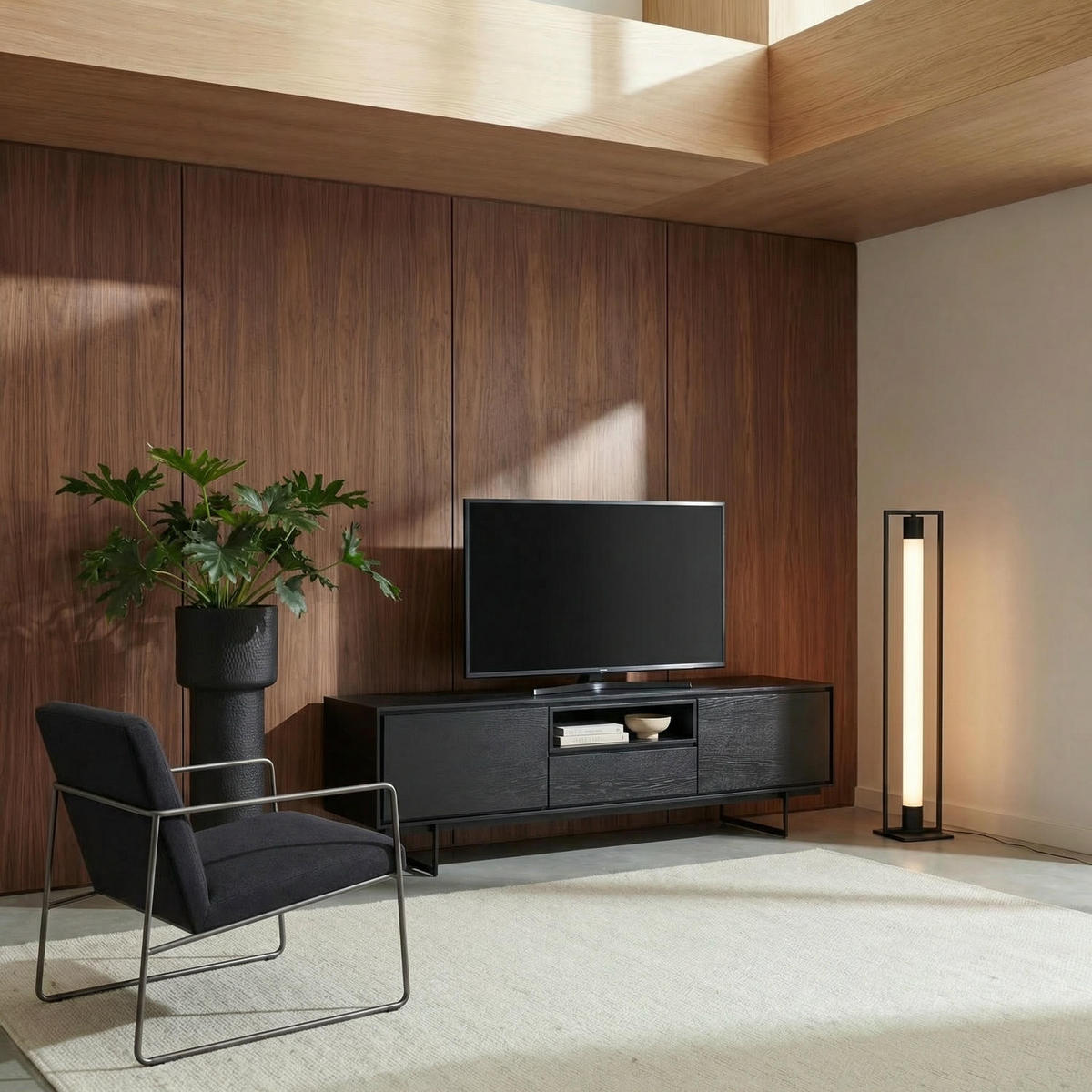 TV-ELEMENT Schwarz - Schwarz, Holz/Metall (160/50/45cm) - Furnhouse