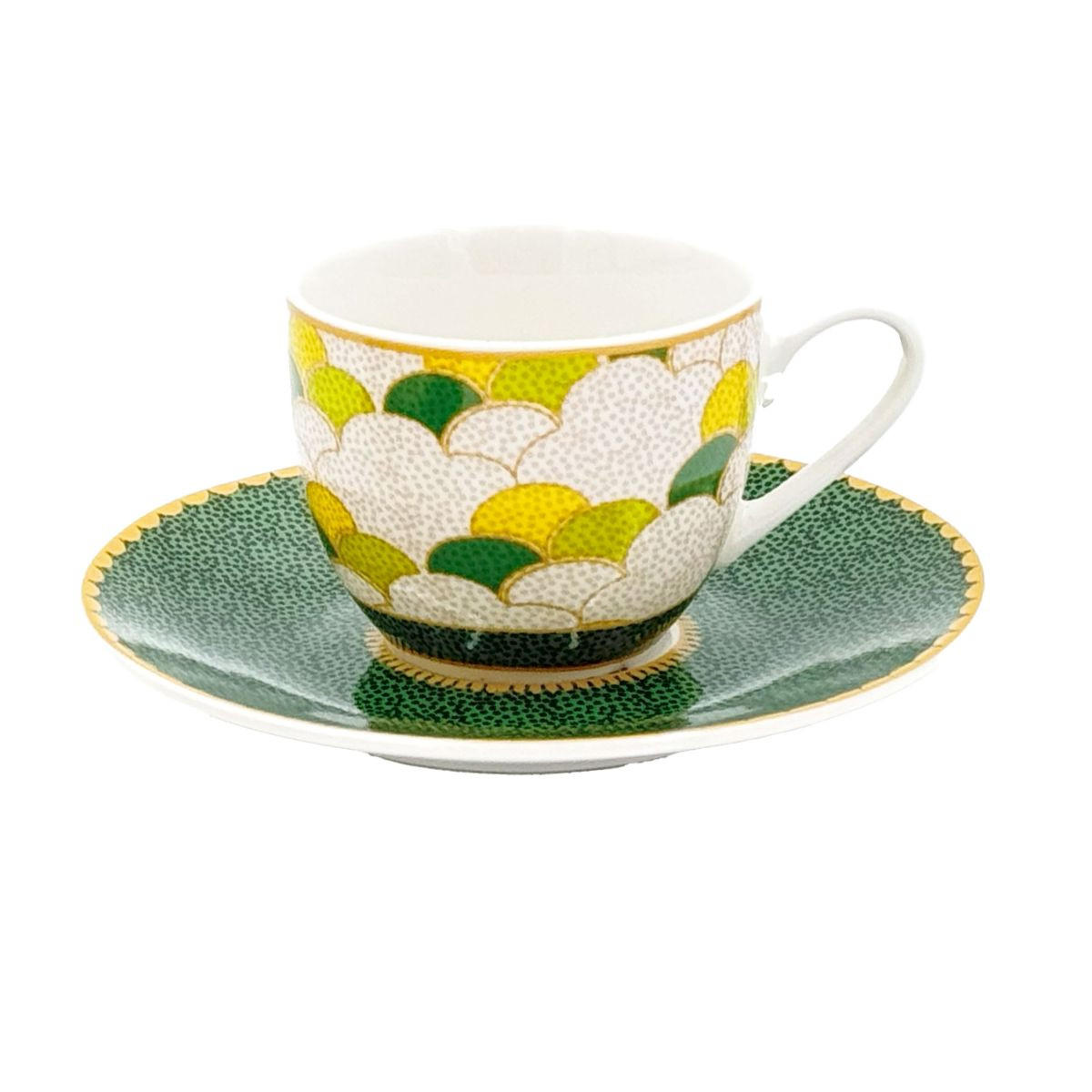 ESPRESSOTASSEN mit Untertassen 6er Set MIRABILIA 90 ml "Libellula" - Orange, Keramik (0.36L) - Rose & Tulipani