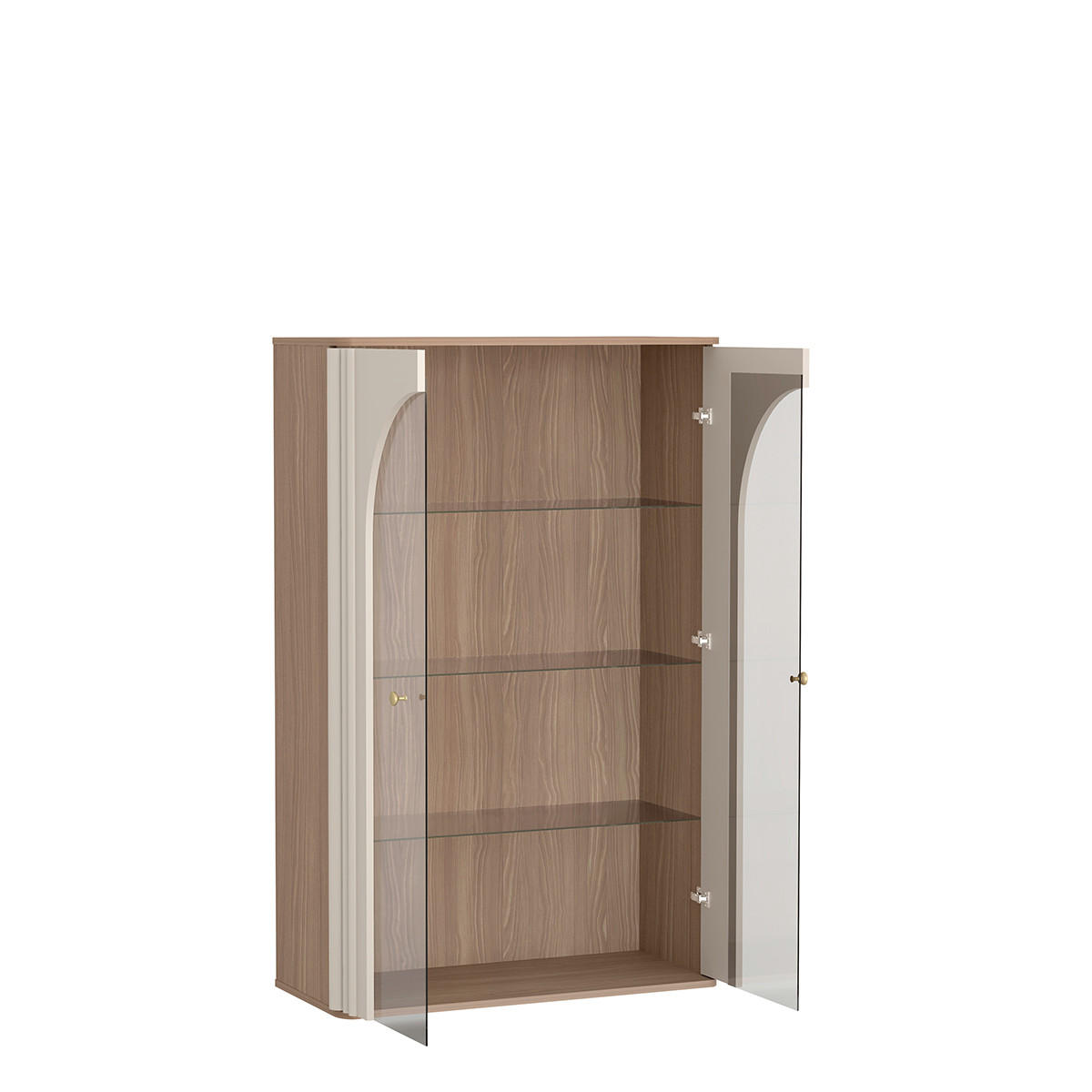 VITRINE Enzo Kaschmir, zweitürige Glasvitrine - Kaschmir, Holzwerkstoff (91/145/41cm) - Bettso
