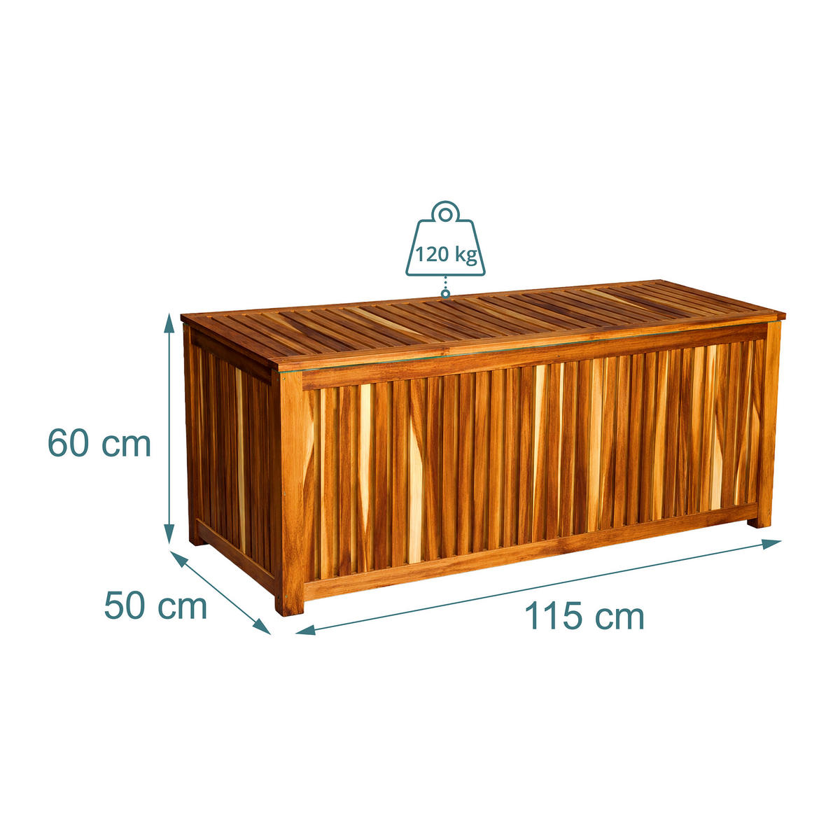FÖRVARINGSLÅDA Natur akaciaträ lock - Ljusbrun, Trä/Plast (115/60/50cm) - Relaxdays