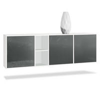 SIDEBOARD Cuba Türen in Grau Hochglanz - Grau, Holzwerkstoff (182/53/35cm) - Vladon