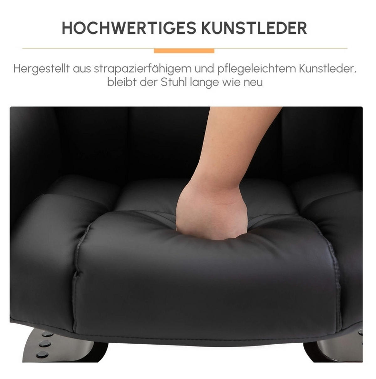 RELA/AČNÉ kreslo funkciou a podnožkou, 79/82/101 cm čierne, poťah z bonded leather - čierna, plast (82/101/79cm) - BEAOK