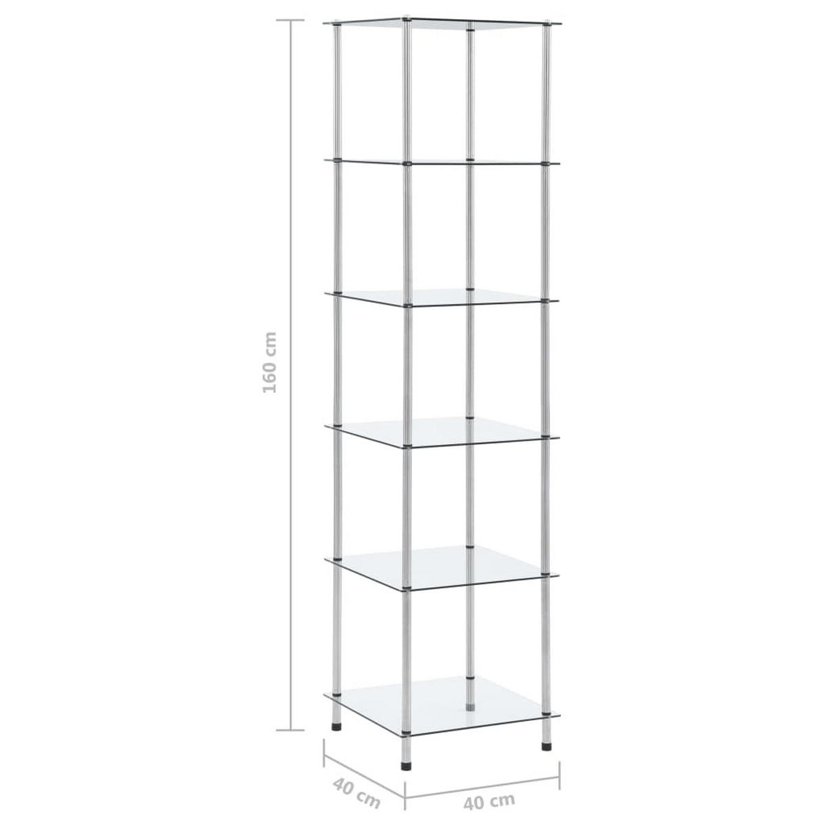 REGAL Mit 6 Ablagen Transparent 40/40/160 Cm Hartglas - Transparent, Glas (40/160/40cm) - vidaXL