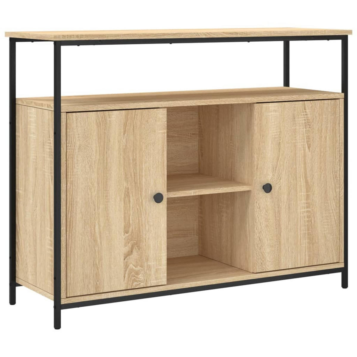 SIDEBOARD mit 2 Türen, 3 Fächern 100/35/80 cm aus Holzwerkstoff Sonoma-Eiche Dekor - Sonoma Eiche, Holz (100/80/35cm) - vidaXL