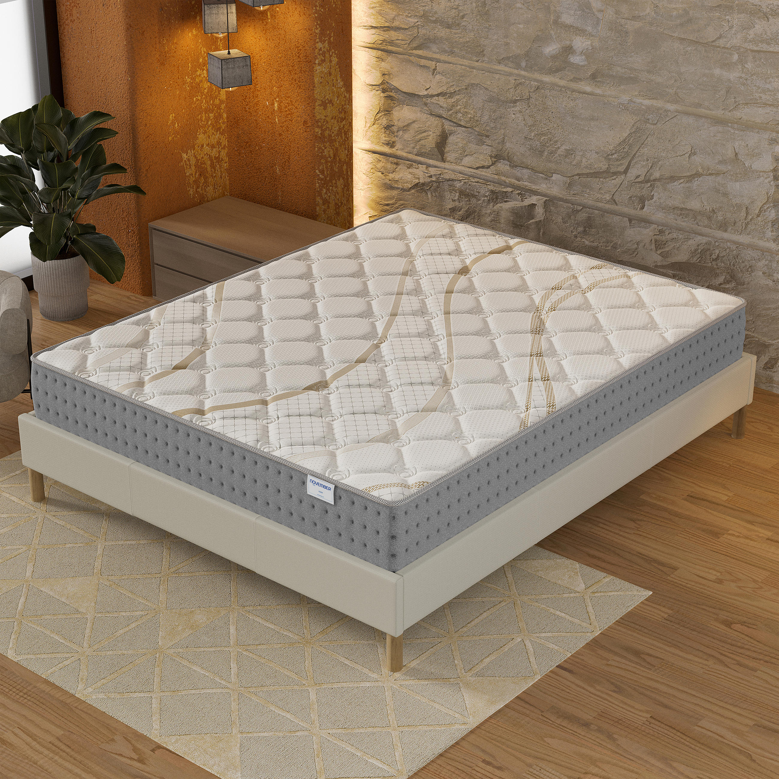 TASCHENFEDERKERNMATRATZE höhe 25cm 200x200cm - Weiß, Naturmaterialien (200/200cm) - November Sleep