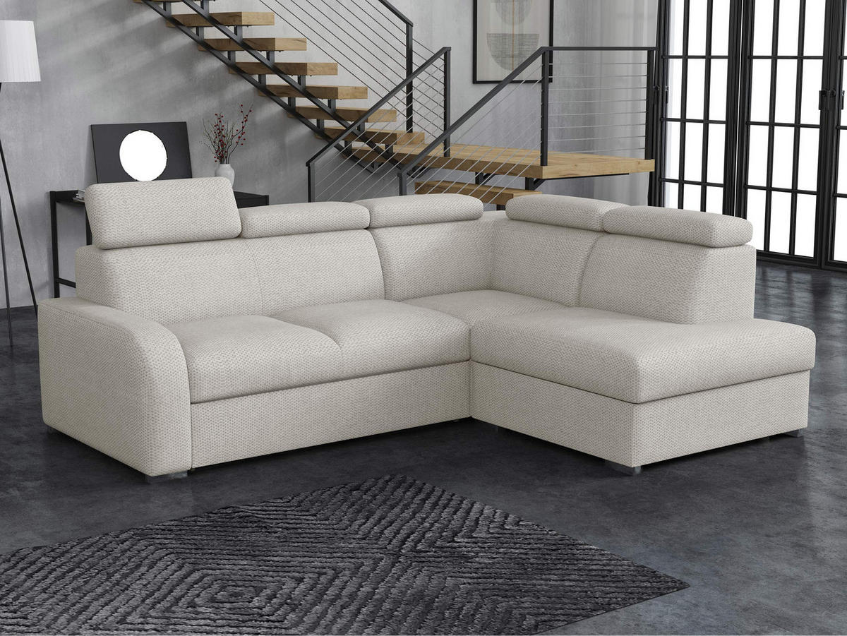 ECKSOFA Oslo 2rRLXp, Seite: Rechts 2R+R+LXP - Silberfarben/Creme, Holz/Textil (250/200cm) - MIRJAN24