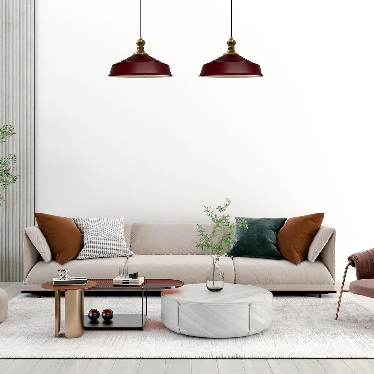 PENDELLEUCHTE Asletl 40/30 cm - Dunkelrot, Metall (30/40/27cm) - Bamyum