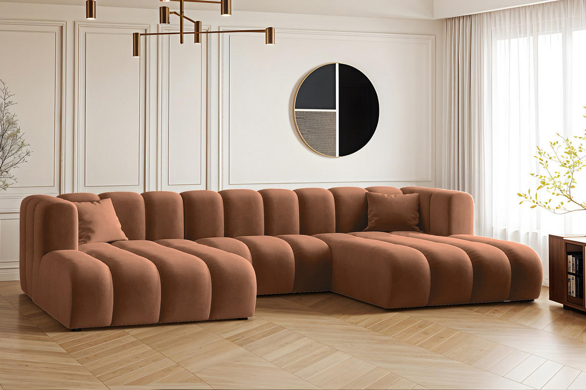ECKSOFA U-from Grand modular Stoff Salvador Braun - Braun, Holz (317/179cm) - Kaiser Möbel