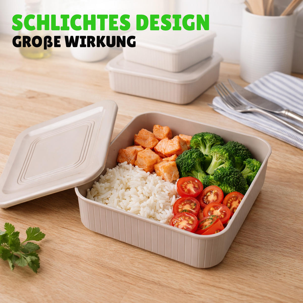 VORRATSDOSEN 3-teilig 0,5L/1L/1,5L Beige - Beige, Kunststoff - ProHome