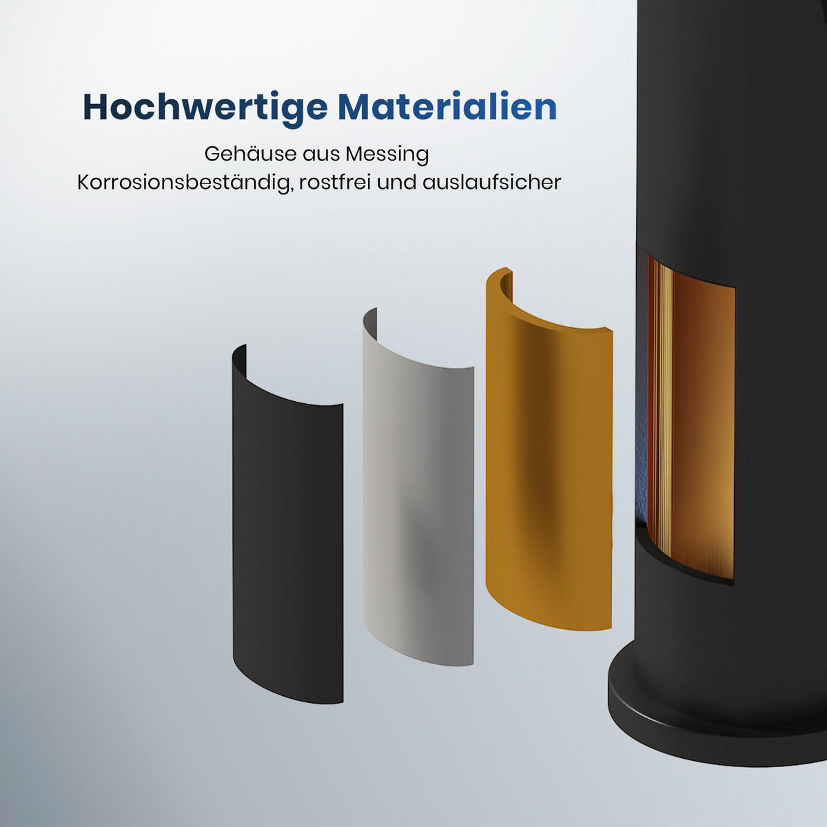 WASCHTISCHARMATUR mit Spulen-Zertifiziertem Filterelement Schwarz Matt - Schwarz, Metall (17.3/4.6/19.5cm) - EMKE