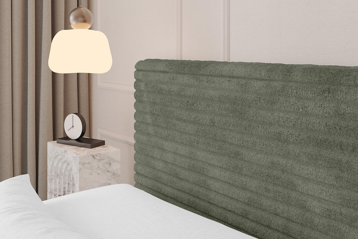BOXBETT mit Matratze H4 und Lattenrost - TOLO-Z-v1 - 200x200 Cord - Olive - Olivgrün, Holzwerkstoff (200/200cm)