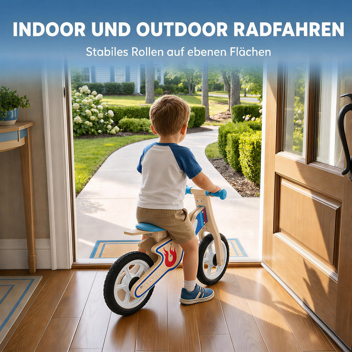 KINDER-LAUFRAD Birkenholz Kunstleder Naturholz - Naturfarben, Holz (77/37/51cm) - AIYAPLAY