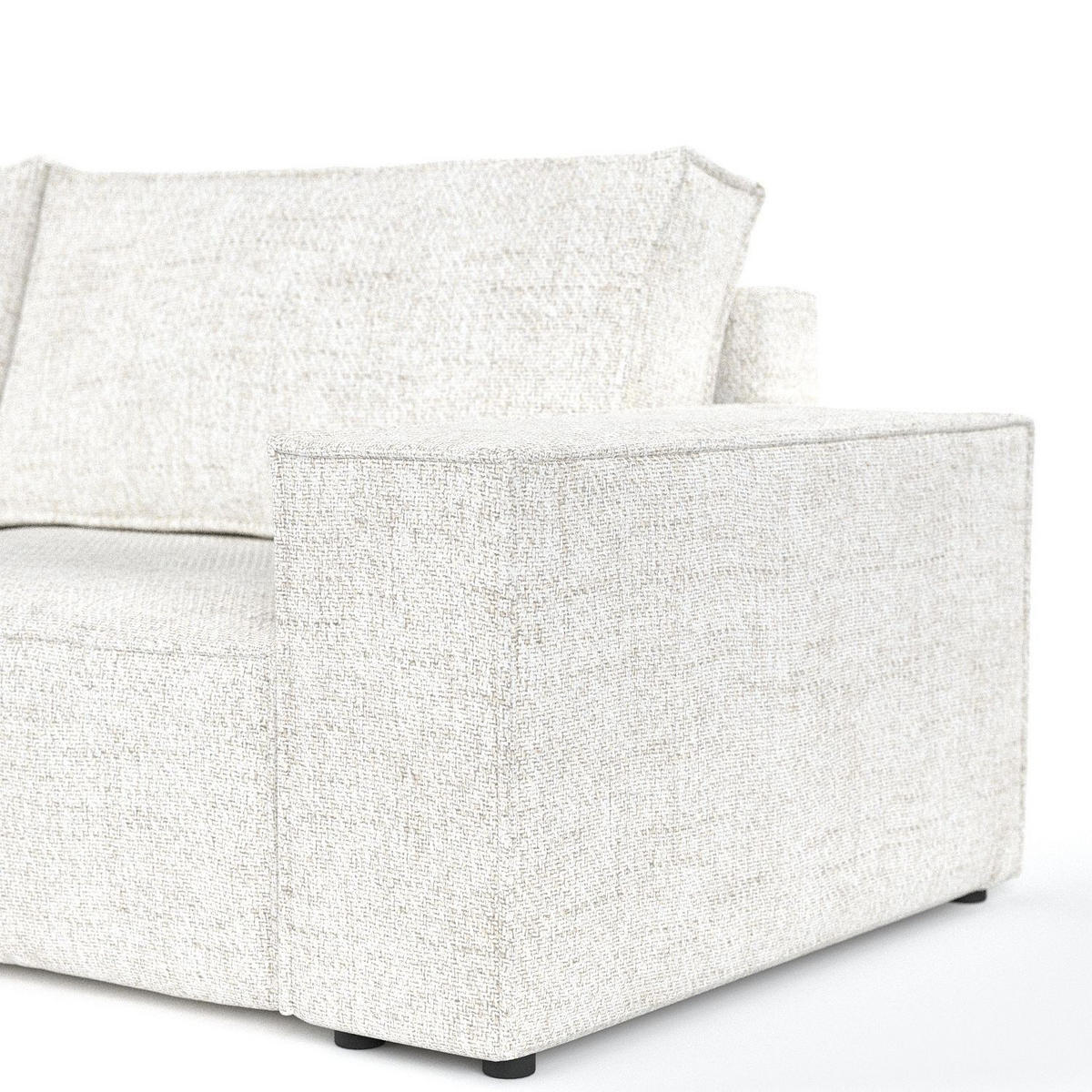 ECKSOFA CAVO mit Schlaffunktion Creme im Neve Stoff - Creme/Schwarz, Holz/Holzwerkstoff (255/148cm) - AltaBeds