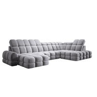 ECKSOFA TOLLO Salvador-stoff U-form 400x217x105 cm grau - Grau, Holz/Textil (217/400cm) - DomoHome