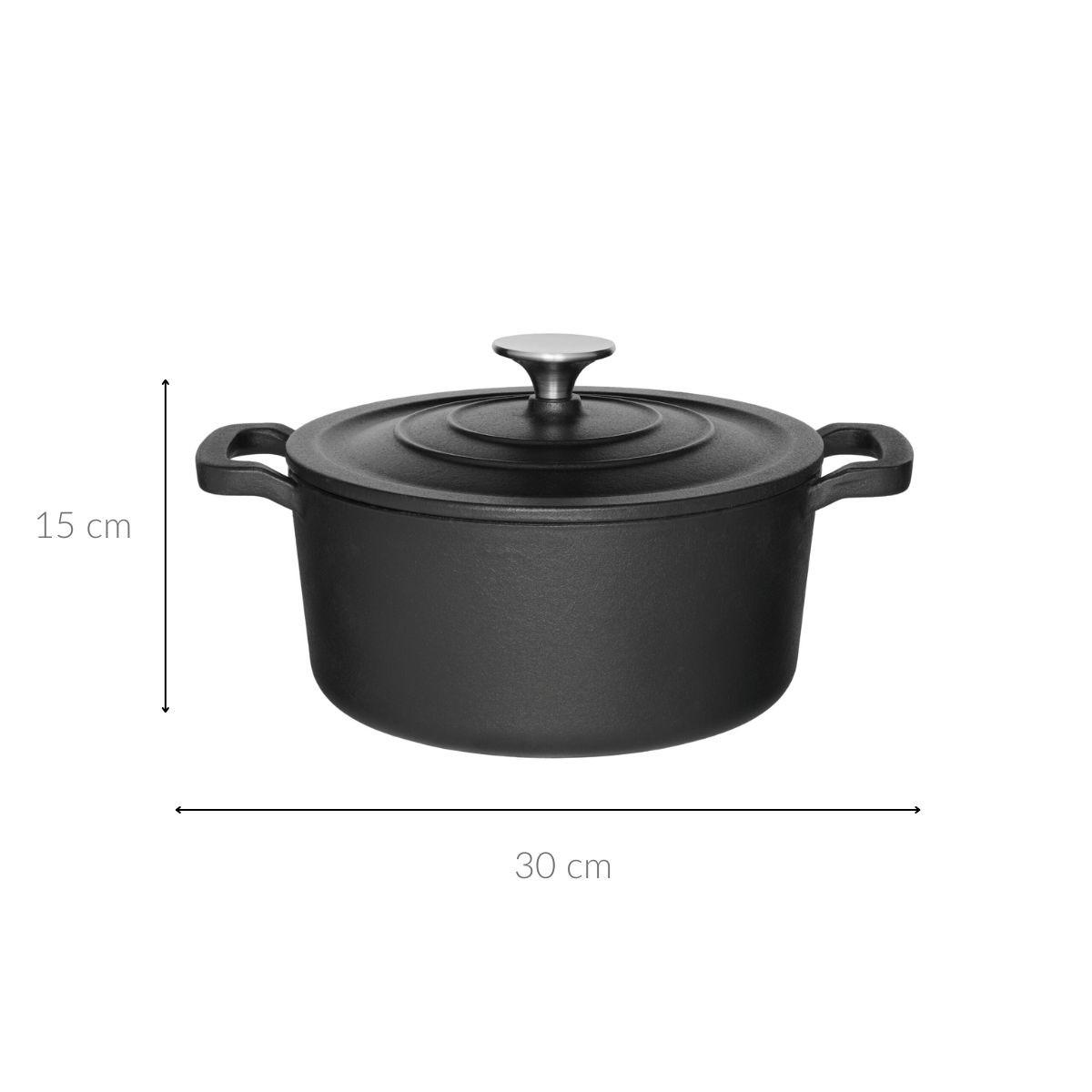 GUSSEISENKESSEL mit Deckel Ø 20 cm - Schwarz, Metall (20cm)