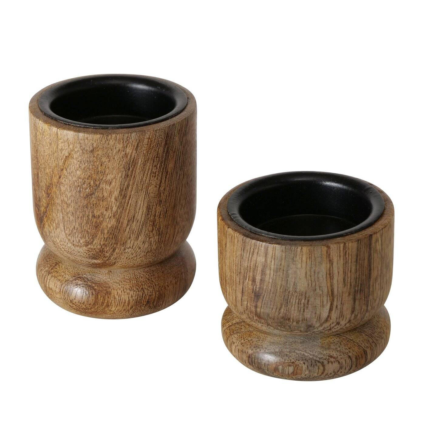 KERZENHALTER Mangoholz Numli 2er-Set - Braun, Holz (5.5/7/5.5cm) - Boltze Home