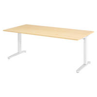 SCHREIBTISCH Serie-XB 100/200/74 cm in Ahornfarben/Weiß/Alu poliert - Ahornfarben/Weiß, Holzwerkstoff (100/200/74cm) - bümö
