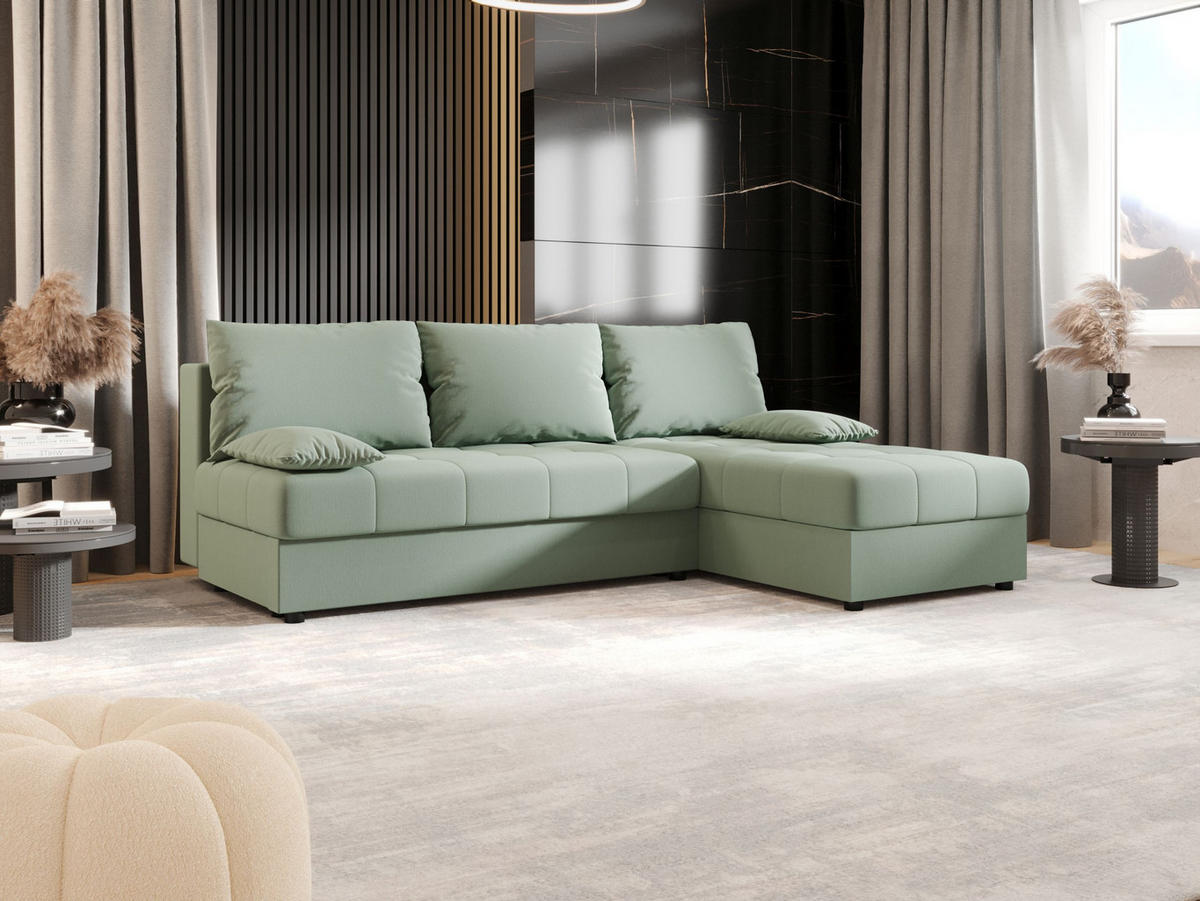 ECKSOFA MOS L Cosmic 16 Rechts mit Schlaffunktion - Hellgrün, Textil (200/143cm) - Bedante